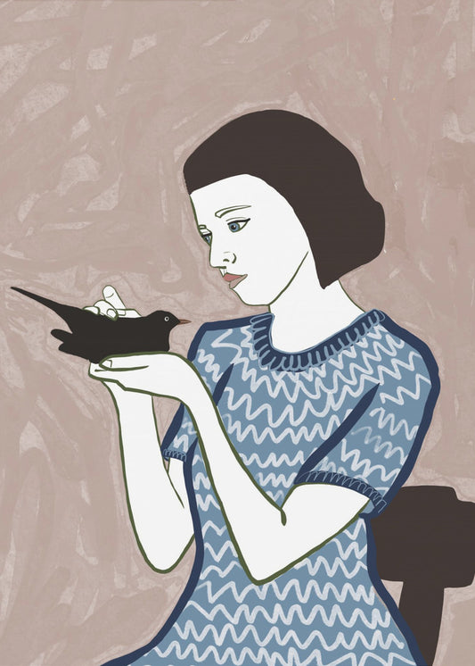 Vogelvrouw zittend | Canvas