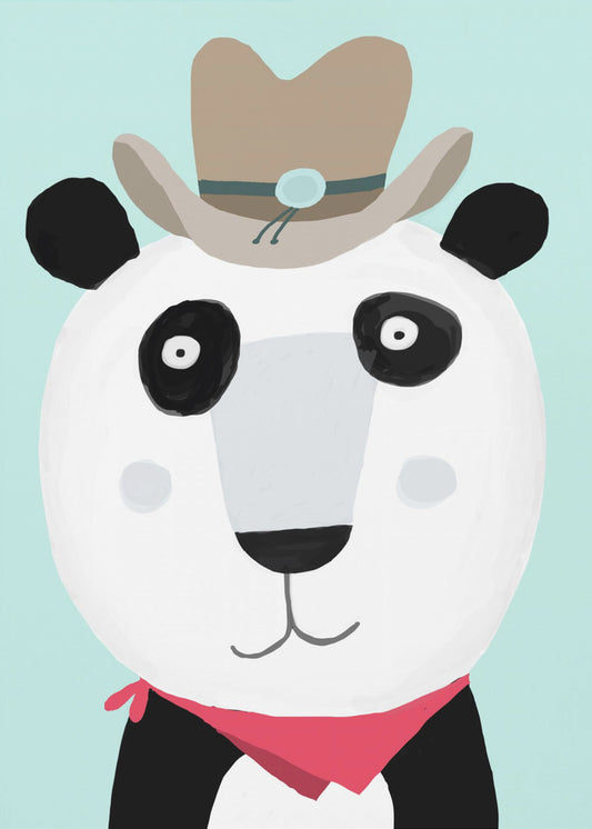 Grappige panda met cowboyhoed van kunstenaar Carla Daly | Canvas