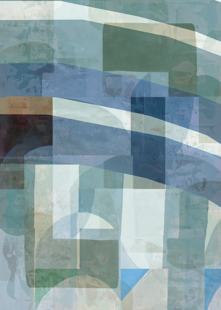 Abstracte blauwe en neutrale vormen 1 | Poster