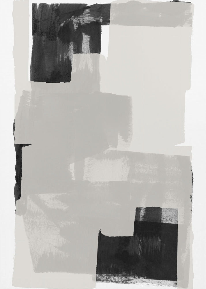 Zwart-wit abstracte compositie nr. 3 | Canvas