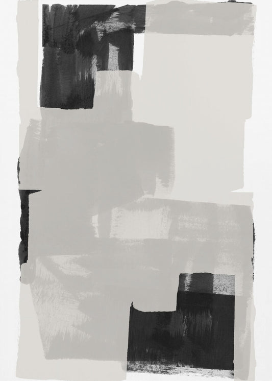 Zwart-wit abstracte compositie nr. 3 | Canvas