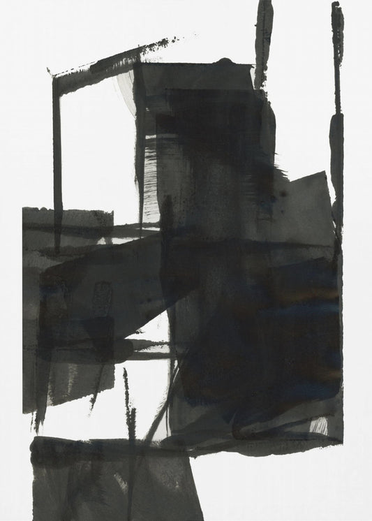 Zwart-wit abstracte compositie nr. 4 | Canvas