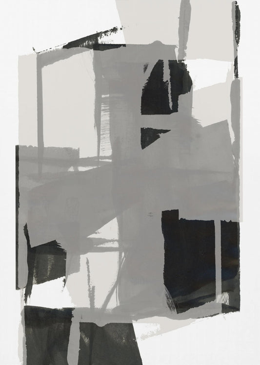 Zwart-wit abstracte compositie nr. 5 | Canvas