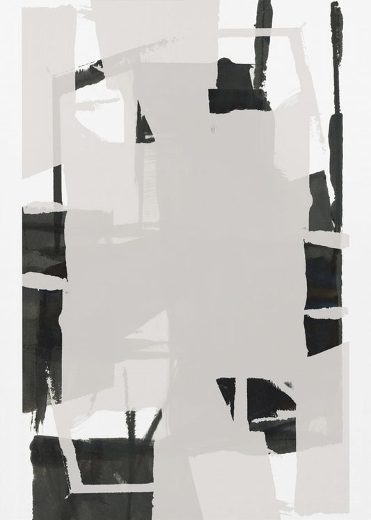 Zwart-wit abstracte compositie nr. 6 | Canvas