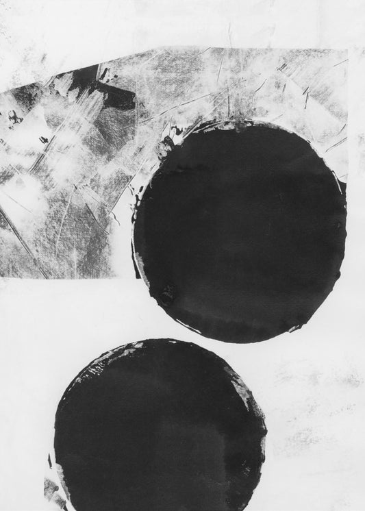 Zwart-witte abstracte stippen 5 | Canvas