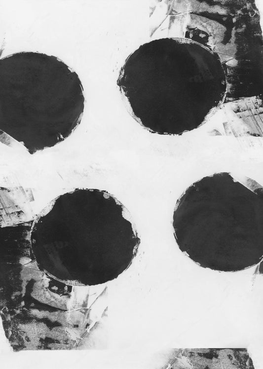 Zwart-witte abstracte stippen 7 | Canvas