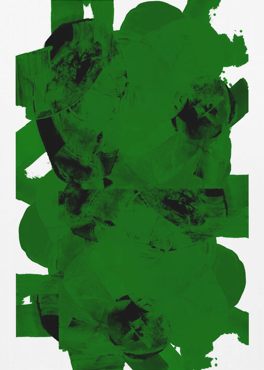 Groen en zwart abstracte compositie nr. 1 | Canvas