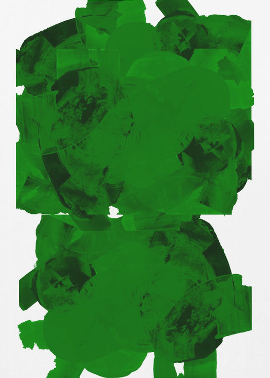 Groen en zwart abstracte compositie nr. 2 | Canvas