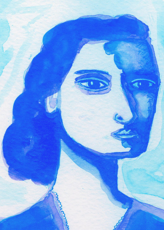 De diepe denker blauw | Canvas