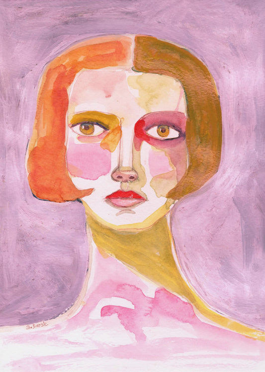 Dame met bobkapsel Mauve Lila | Canvas