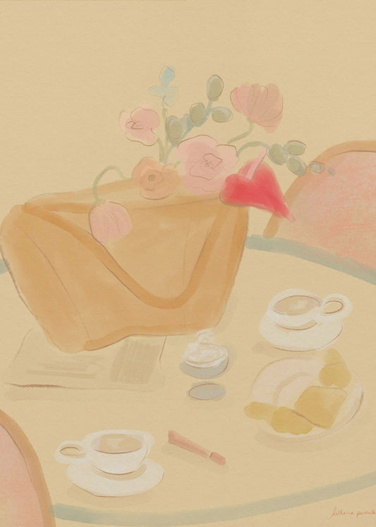 Koffiedate met bloemen | Poster