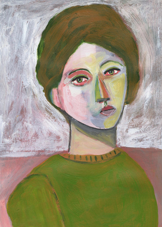 De vrouw in de groene trui | Canvas