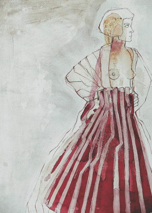 Vrouw in het rood | Canvas