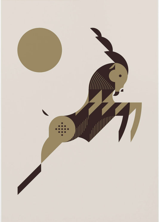 Gouden Dieren - Wilde Geit (wit) | Canvas