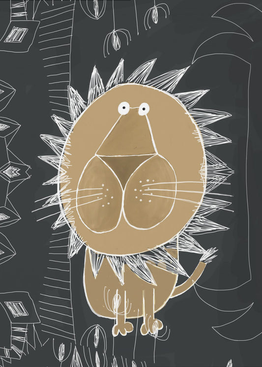 Schattige leeuw met jungle-krabbel van kunstenaar Carla Daly | Canvas