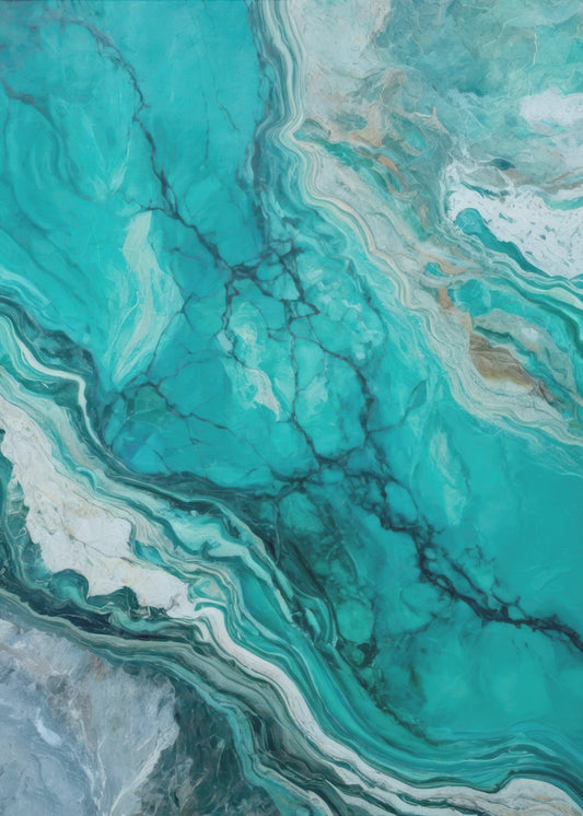 Abstracte patronen met wervelende turquoise | Canvas