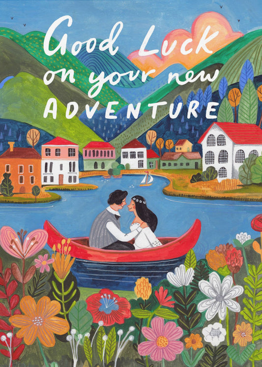 Just Married Couple in a boat | Canvas