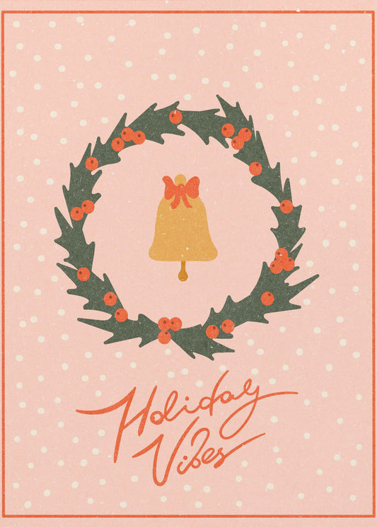 Kerstkrans met bel en strik | Poster