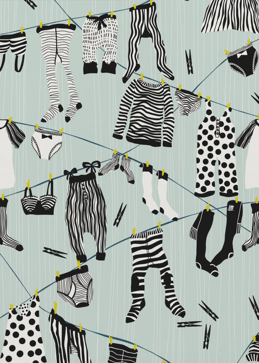 Hangen in wasruimtepatroon | Poster