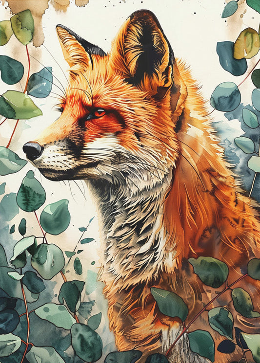 Aquarelkunst van een vos 10 | Poster