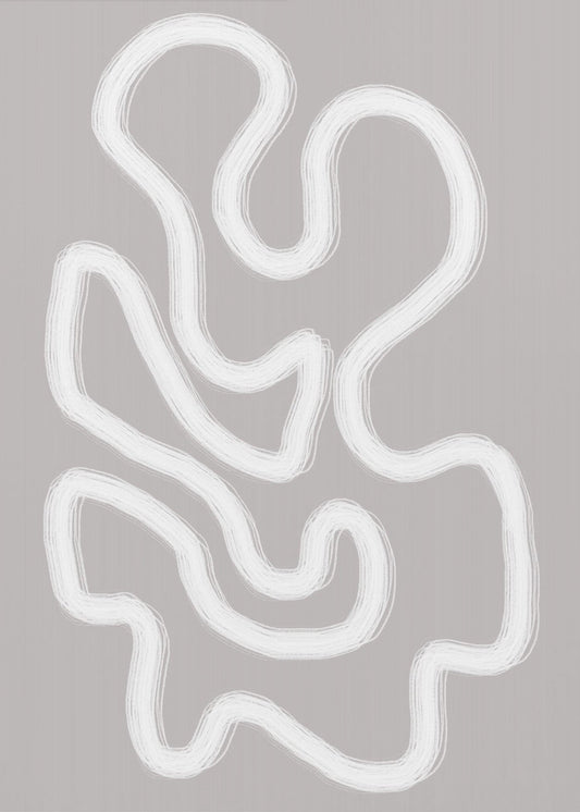 Abstracte kunst met vloeiende witte lijnen | Poster
