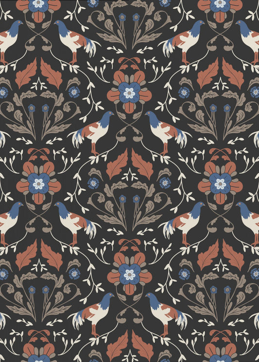 Roosters Beige Pattern | Canvas