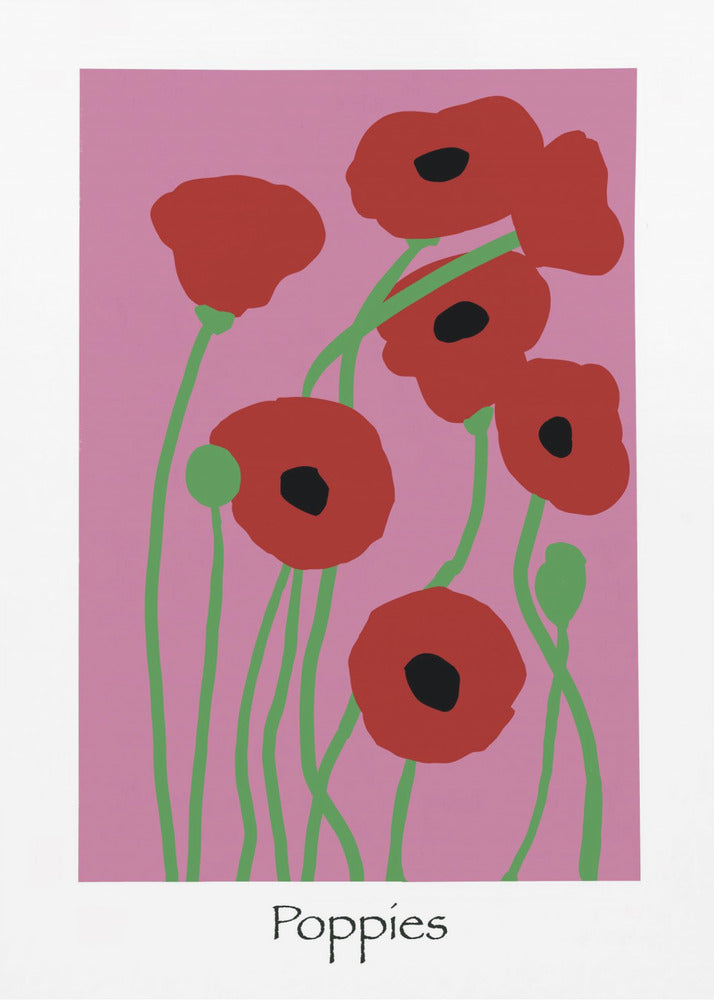 Klaprozen Bloemen roze en rood | Canvas