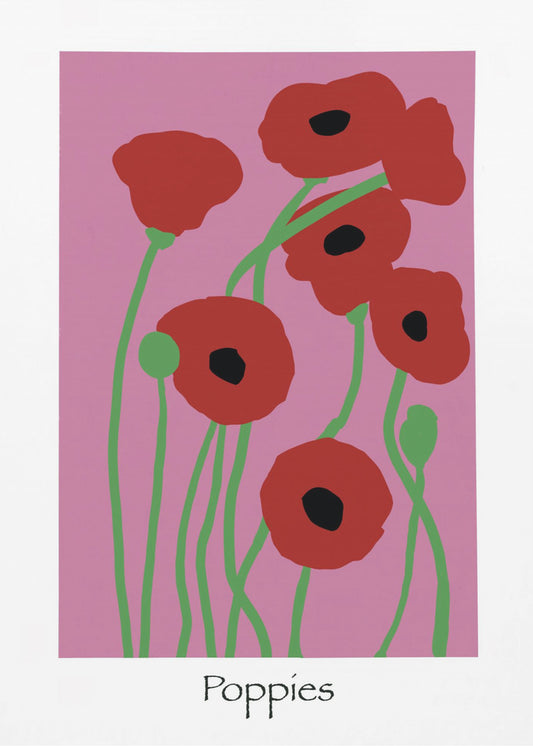 Klaprozen Bloemen roze en rood | Canvas