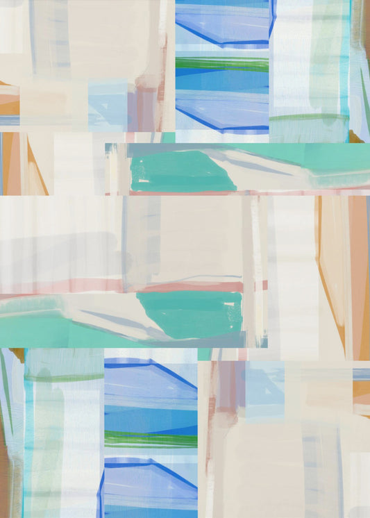 Blauwgroene vormen nr. 1 | Canvas