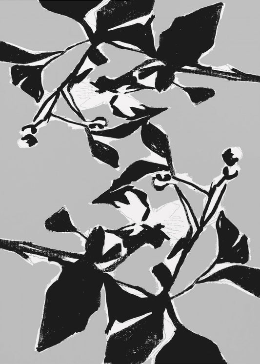 Zwart bloemensilhouet 1 | Canvas