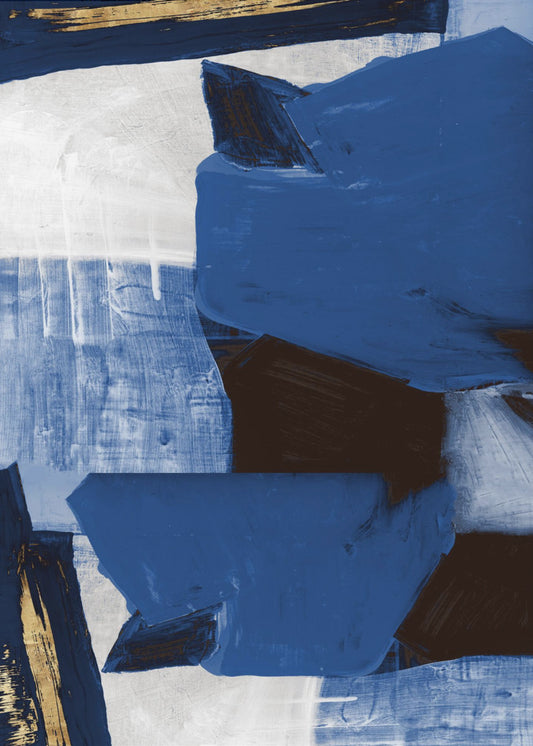 Marineblauwe gouden vormen 2 | Canvas