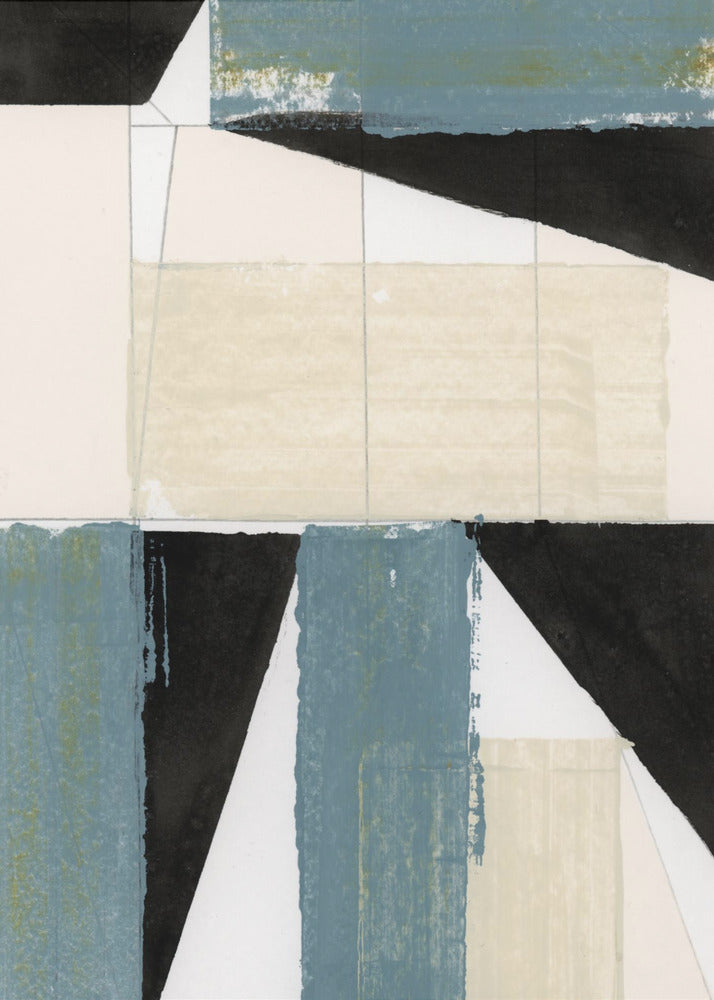 Abstracte blauwe vormen nr. 2 print | Canvas