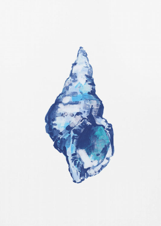 Blauwe schelp op witte achtergrond nr. 2 | Canvas