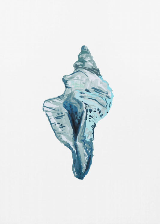 Blauwe schelp op witte achtergrond nr. 4 | Canvas