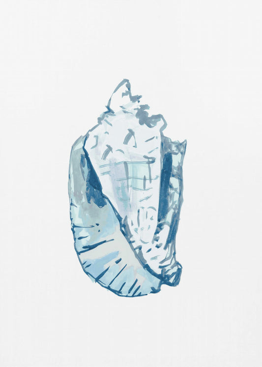 Blauwe schelp op witte achtergrond nr. 6 | Canvas