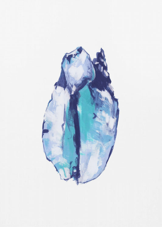 Blauwe schelp op witte achtergrond nr. 5 | Canvas