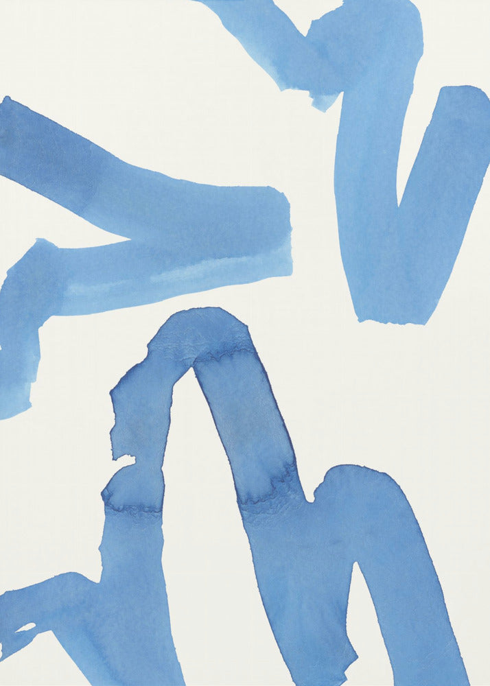 Abstracte blauwe penseelstreken kunstdruk nr. 1 | Canvas