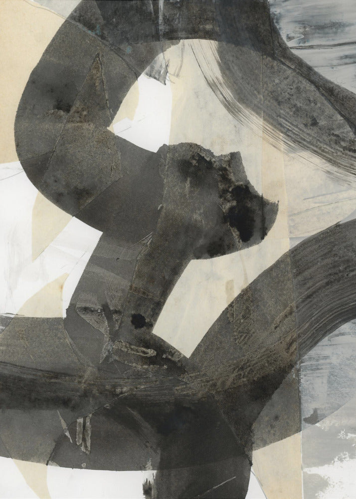 Abstract Gehamerd Zwart Neutraal 1 | Canvas