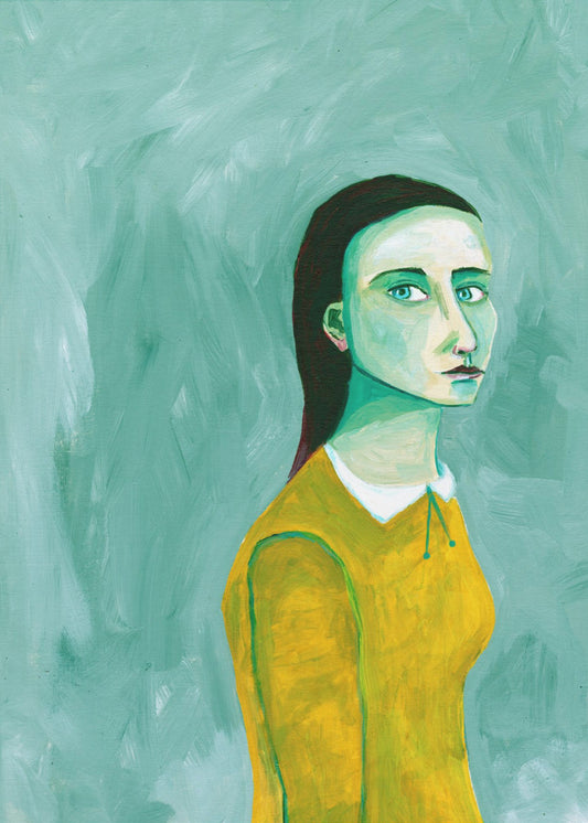 Dame in de gele jurk | Canvas