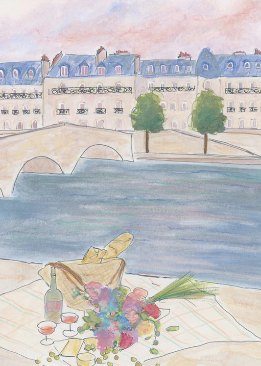 Parijse picknick aan de Seine | Canvas