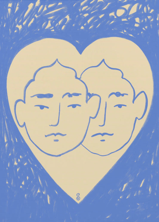 Twee abstracte gezichten | Poster