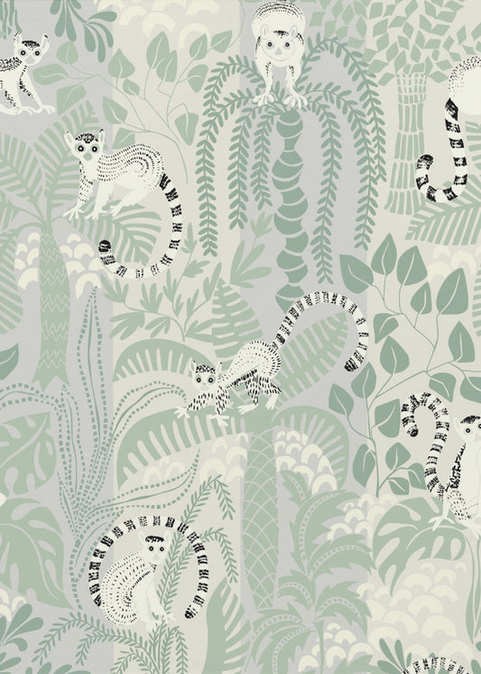 Jungle avontuur zacht saliegroen patroon | Canvas