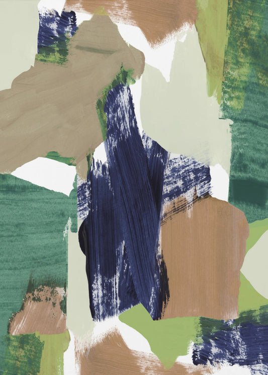 Abstract Blauw Groen Beige Nr. 2 | Canvas