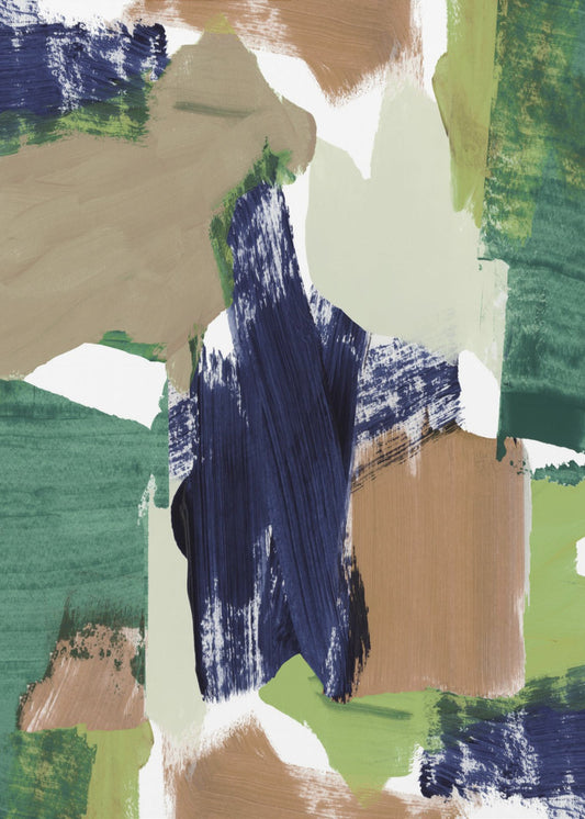 Abstract Blauw Groen Beige Nr. 1 | Canvas