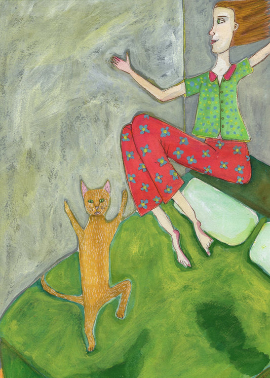 Kattenliefhebber springt vrolijk | Poster