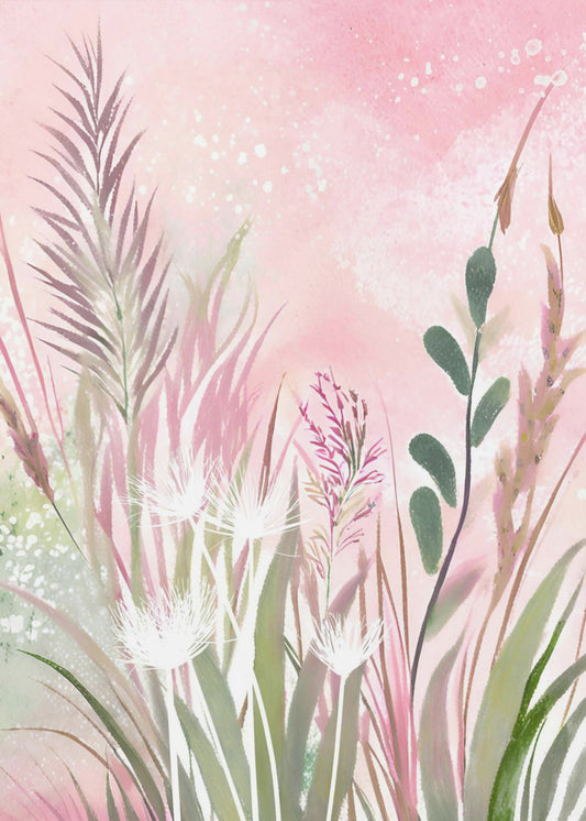 Roze en Groen 32 | Canvas