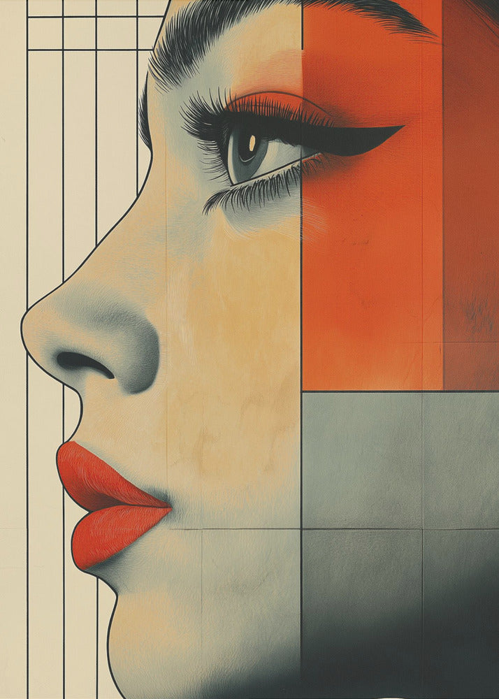 Vintage poster met een vrouwengezicht (3) | Poster