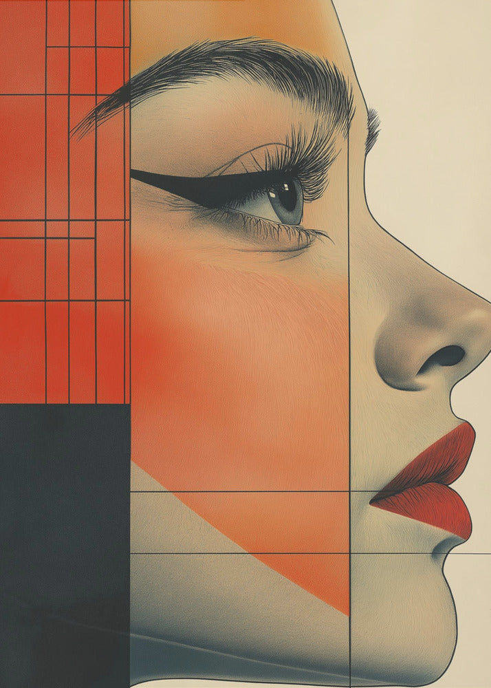 Vintage poster met een vrouwengezicht (8) | Poster