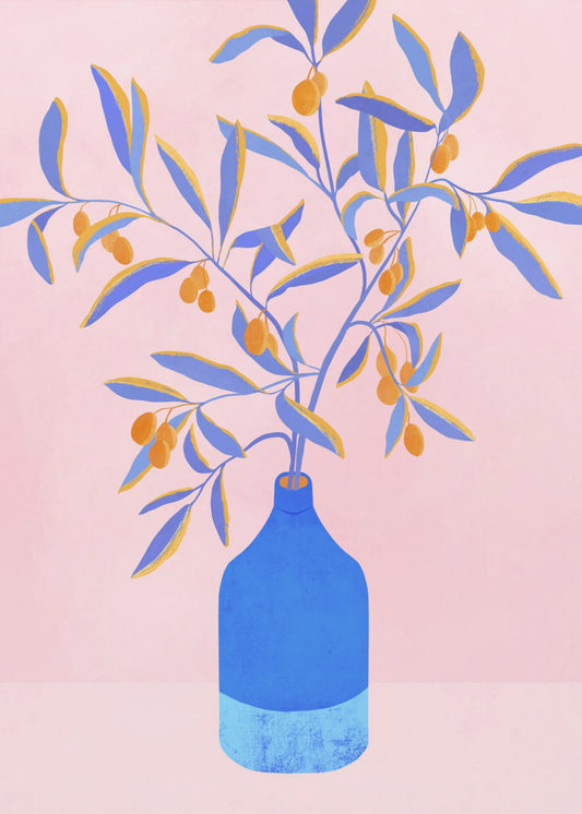 Stilleven met blauwe takken | Canvas