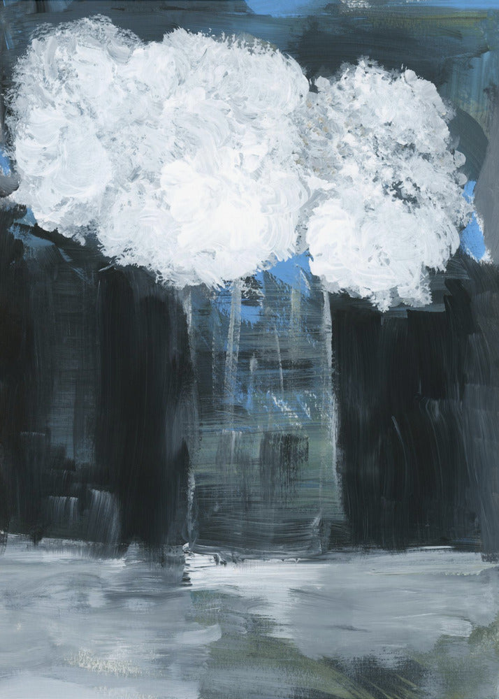 Witte sneeuwbal Viburnum in vaas op zwarte achtergrond | Poster